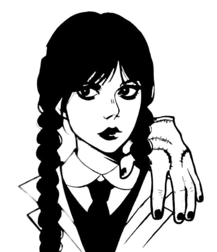 Wednesday Addams Metal Frame Sketch – With Light & Without Light
