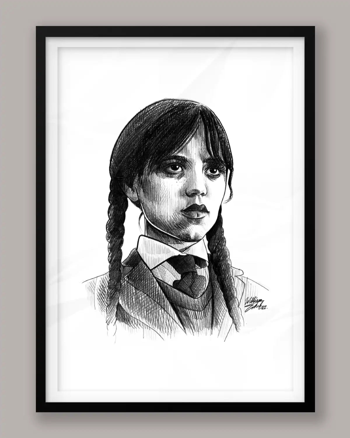 Wednesday Addams Metal Frame Sketch – With Light & Without Light