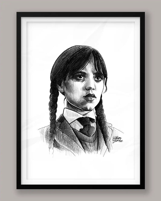 Wednesday Addams Metal Frame Sketch – With Light & Without Light