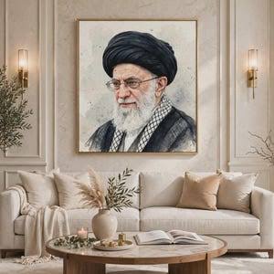 Mojtaba Khamenei Metal Portrait – With Light & Without Light